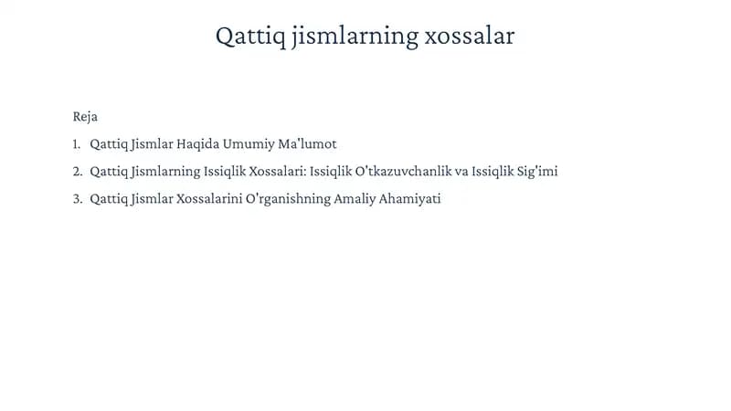 Qattiqjismlarningxossalar