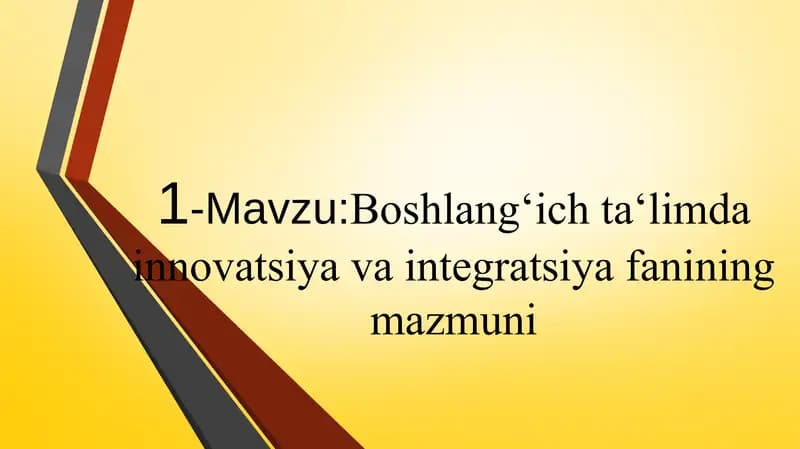 BOSHLANGʻICH TAʻLIM INTEGRATSIYA