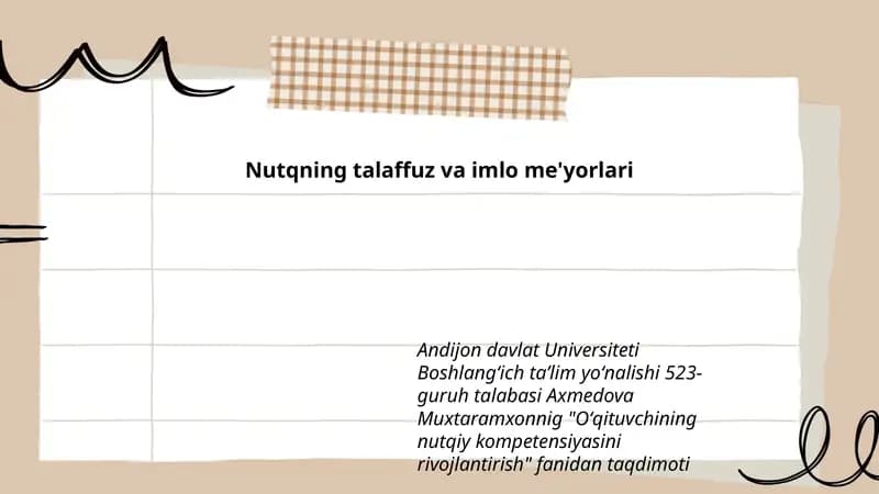 Oʻqituvchining nutqiy kompetensiyasini rivojlantirish