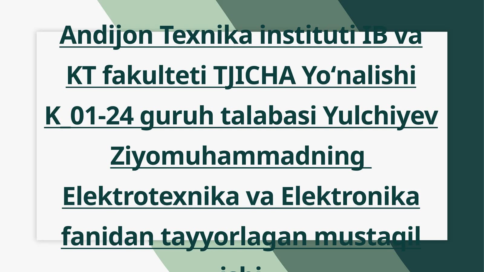O’zgarmas tok zanjirlari