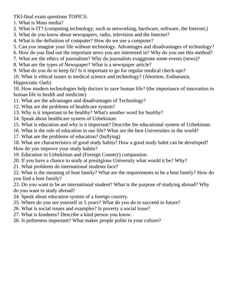 TKI-final exam questions TOPICS