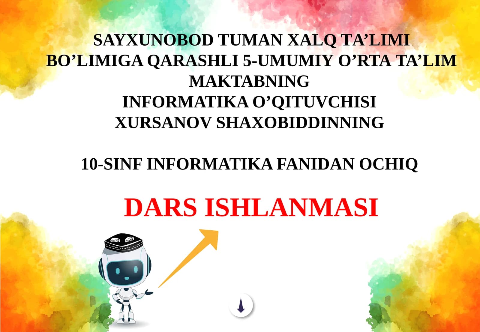 10-sinf Informatika fanidan Timer obyekti va undan foydalanish dars ishlanmasi