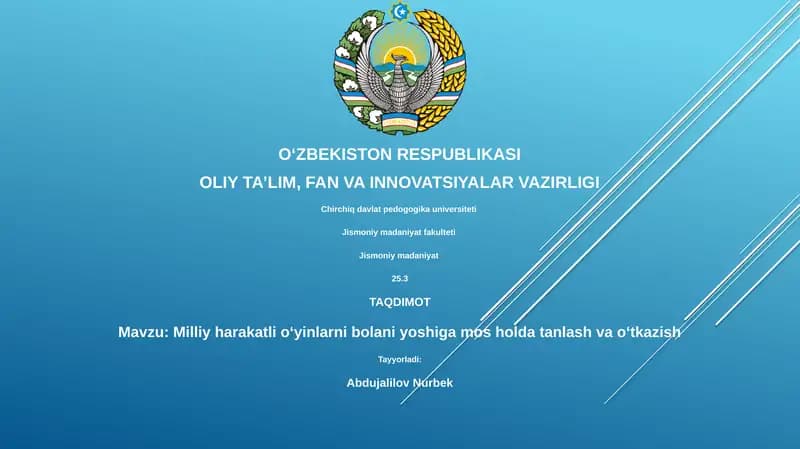 Milliy harakatli oʻyinlarni bolani yoshiga mos holda tanlash va oʻtkazish