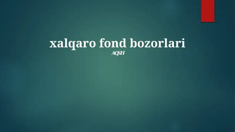 Xalqaro fond bozorlari