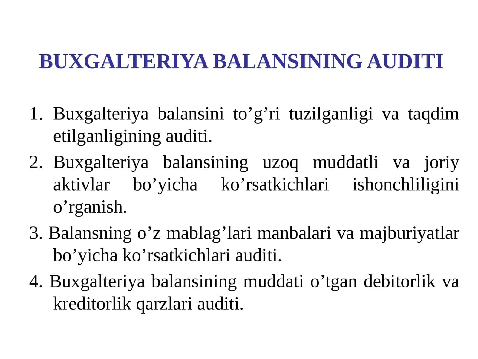 BUXGALTERIYA BALANSINING AUDITI