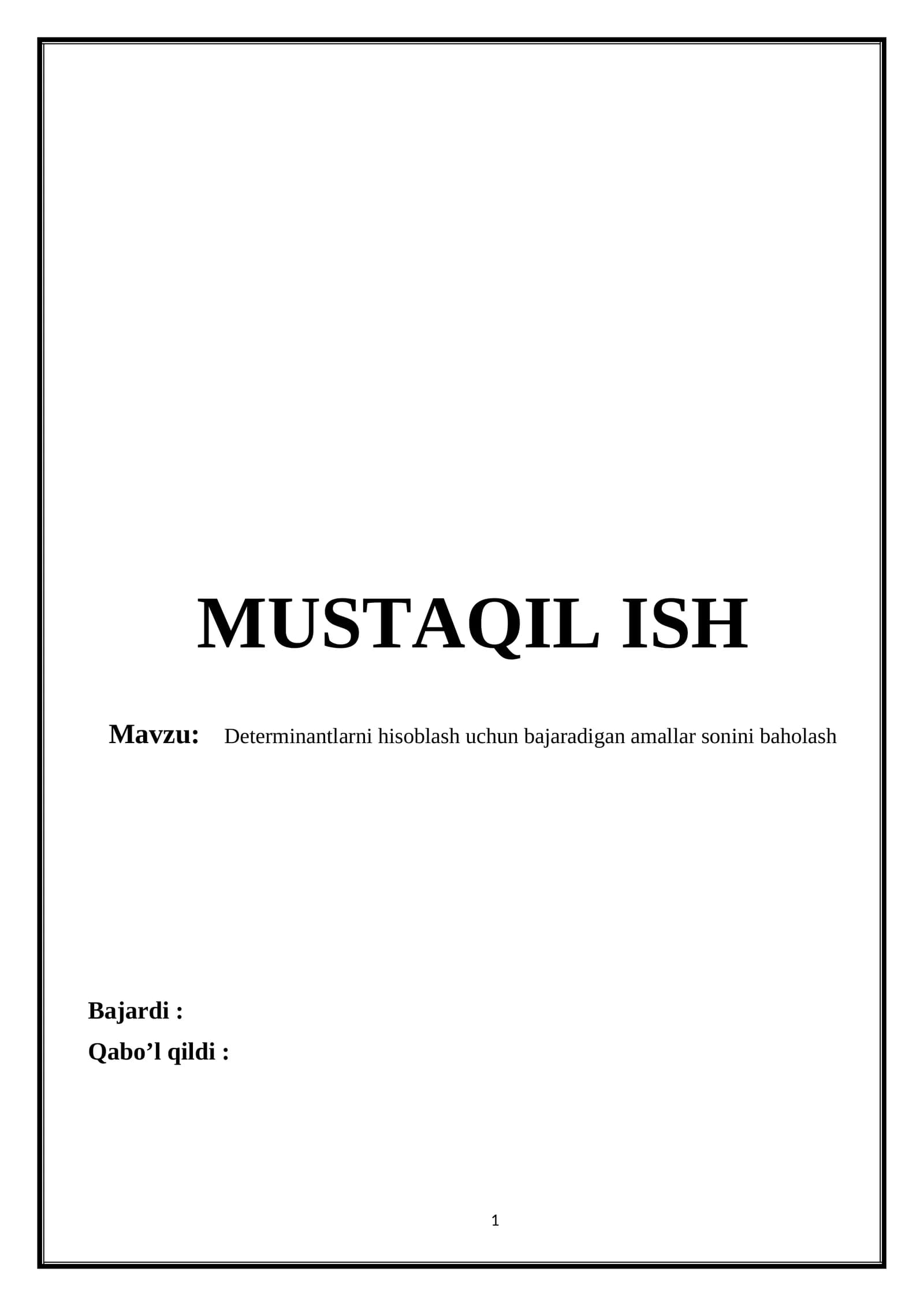 MUSTAQIL ISH