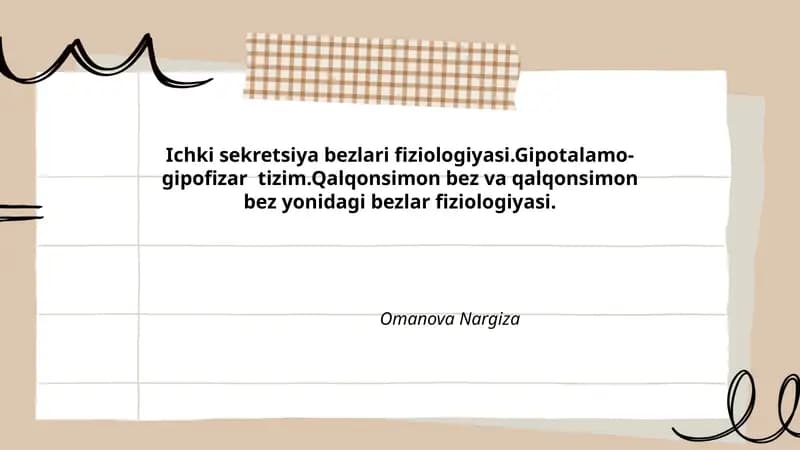Ichki sekretsiya bezlari fiziologiyasi