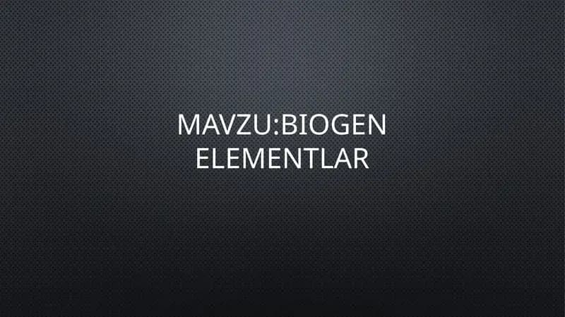 Biogen elementlar kimyosi
