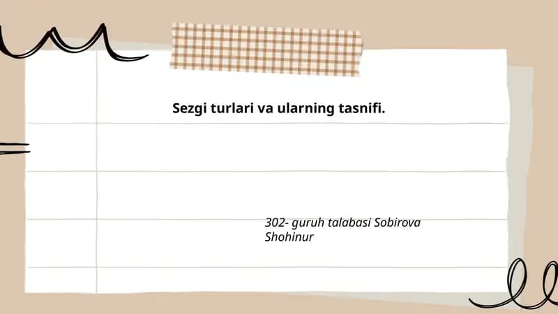 Sezgi turlari va ularning tasnifi