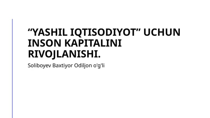 Yashil iqtisodiyot va inson kapitali