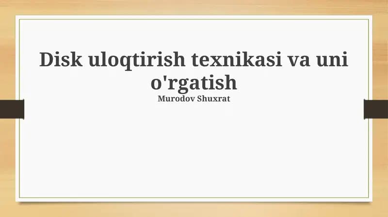 Disk uloqtirish texnikasi va uni o'rgatish