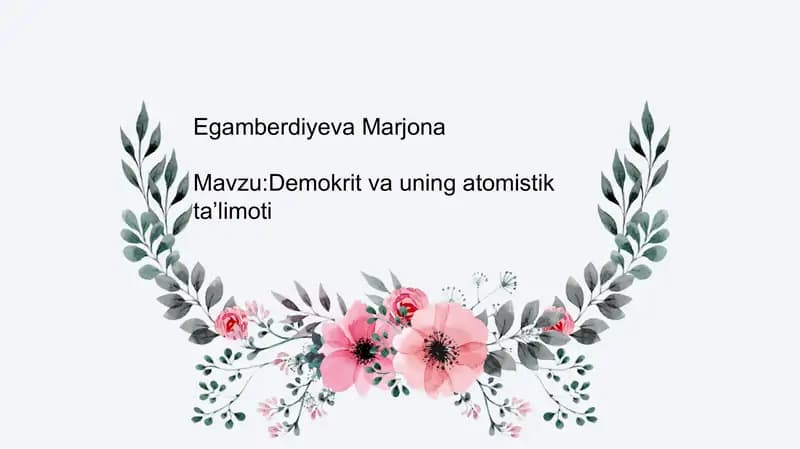 Demokrit va uning atomistik ta'limoti