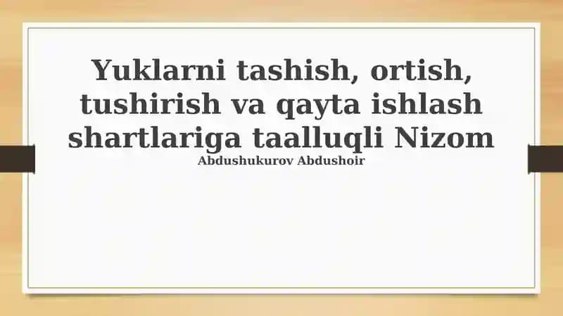 Yuk tashish shartlari