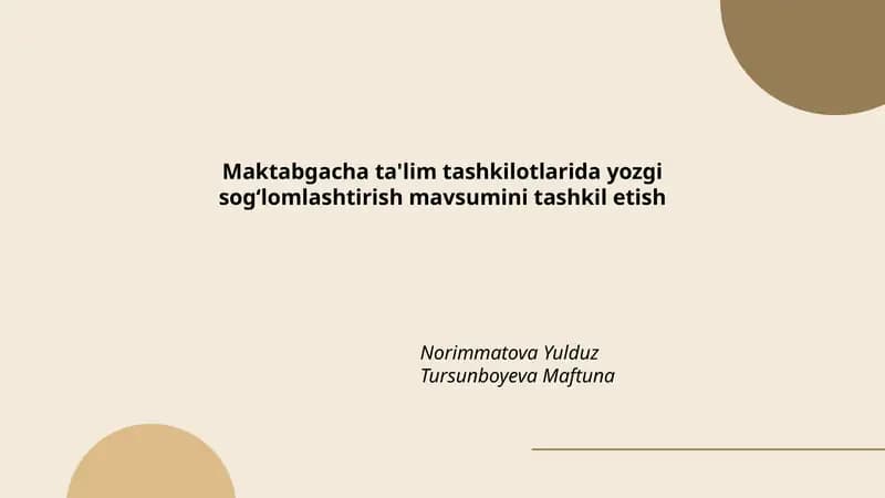 Yozgi sogʻlomlashtirish mavsumini tashkil etish