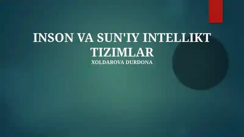 Inson va Sun'iy Intellekt Tizimlari