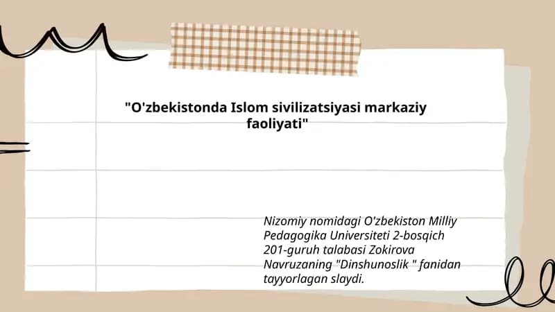 Dinshunoslik fanidan tayyorlagan slayd