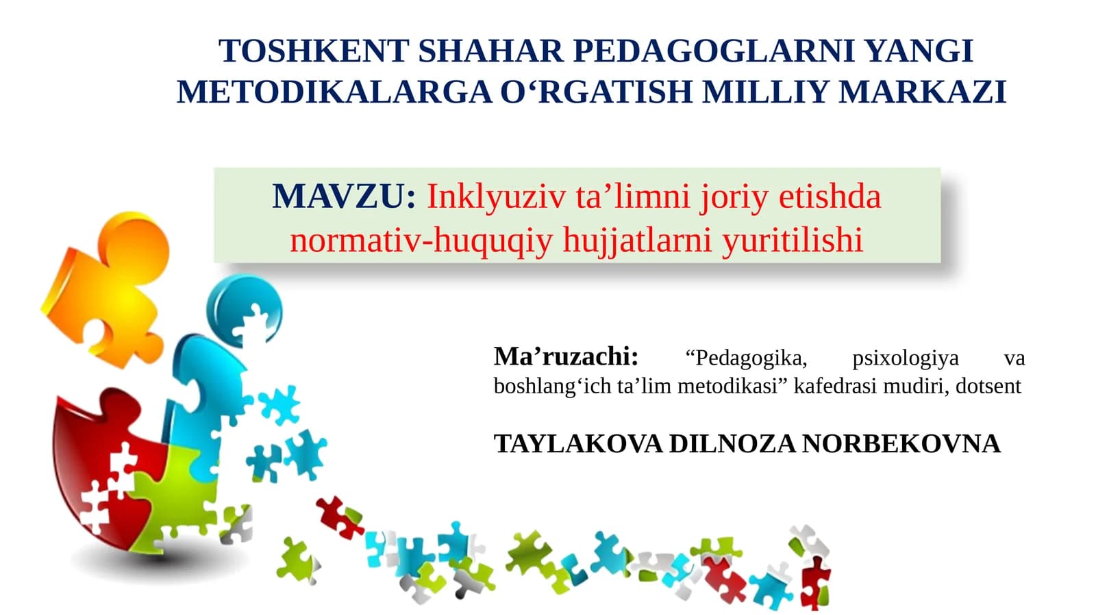 Inklyuziv ta’limni joriy etishdan normativ-huquqiy hujjatlarni yuritilishi