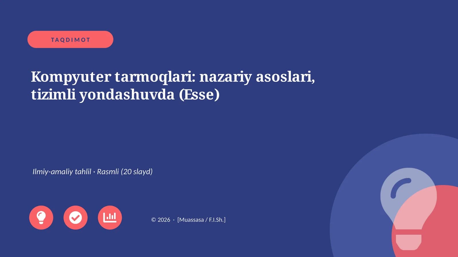 Kompyuter tarmoqlari: nazariy asoslari, tizimli yondashuvda (Esse)