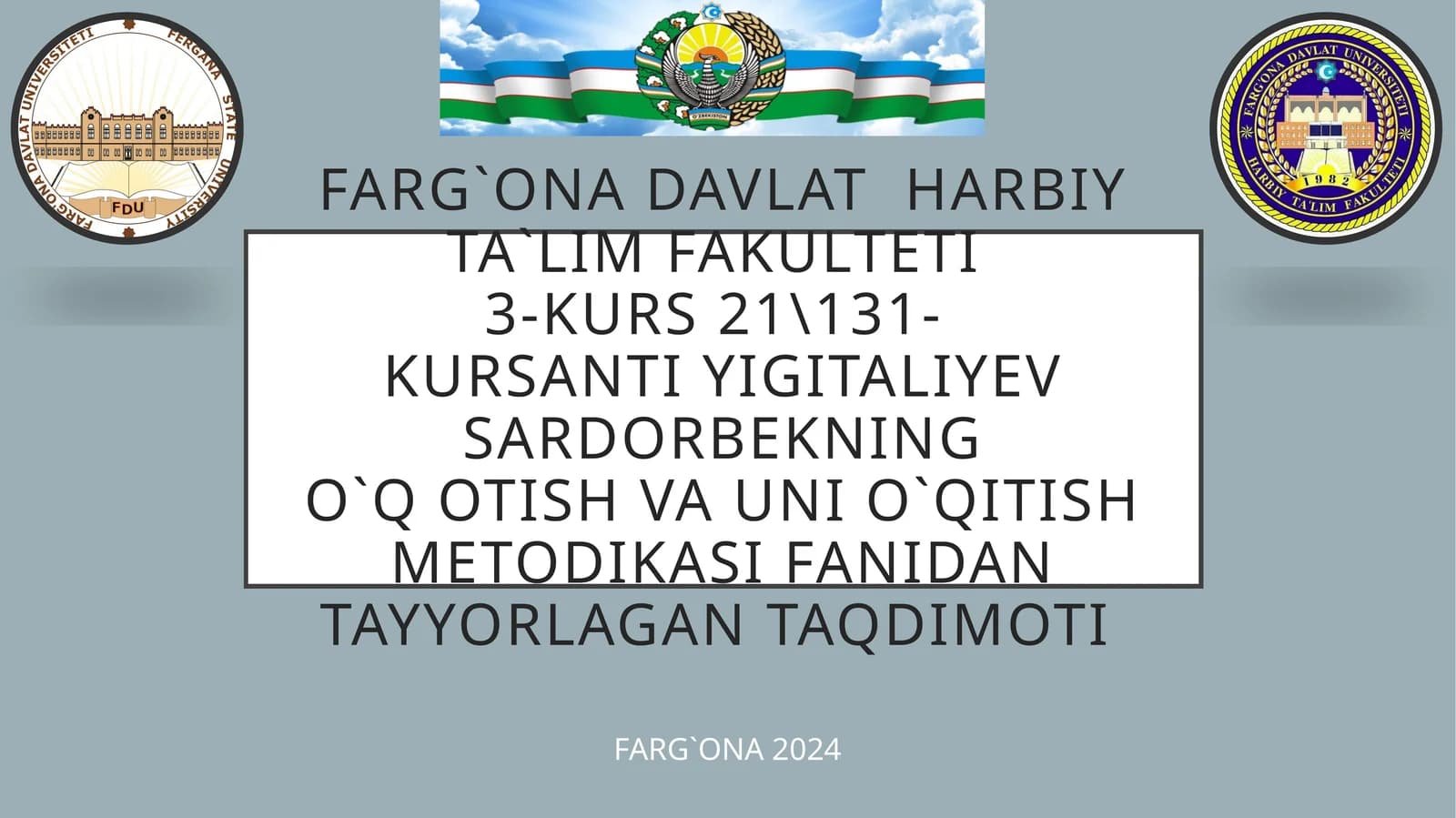 O‘quv-mashq jarayonining hisobini yuritish