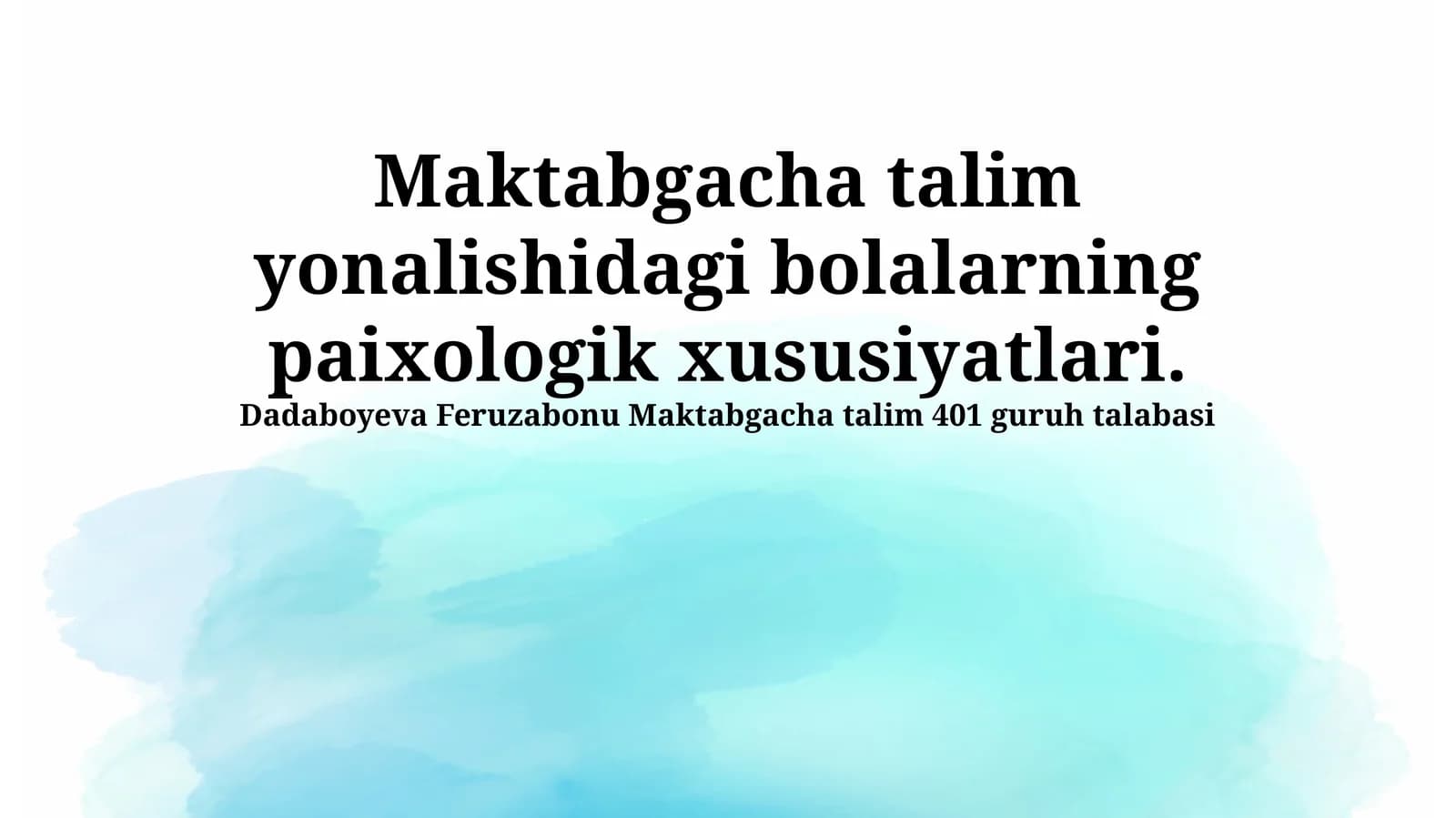 Maktabgacha talim yonalishidagi bolalarning paixologik xususiyatlari