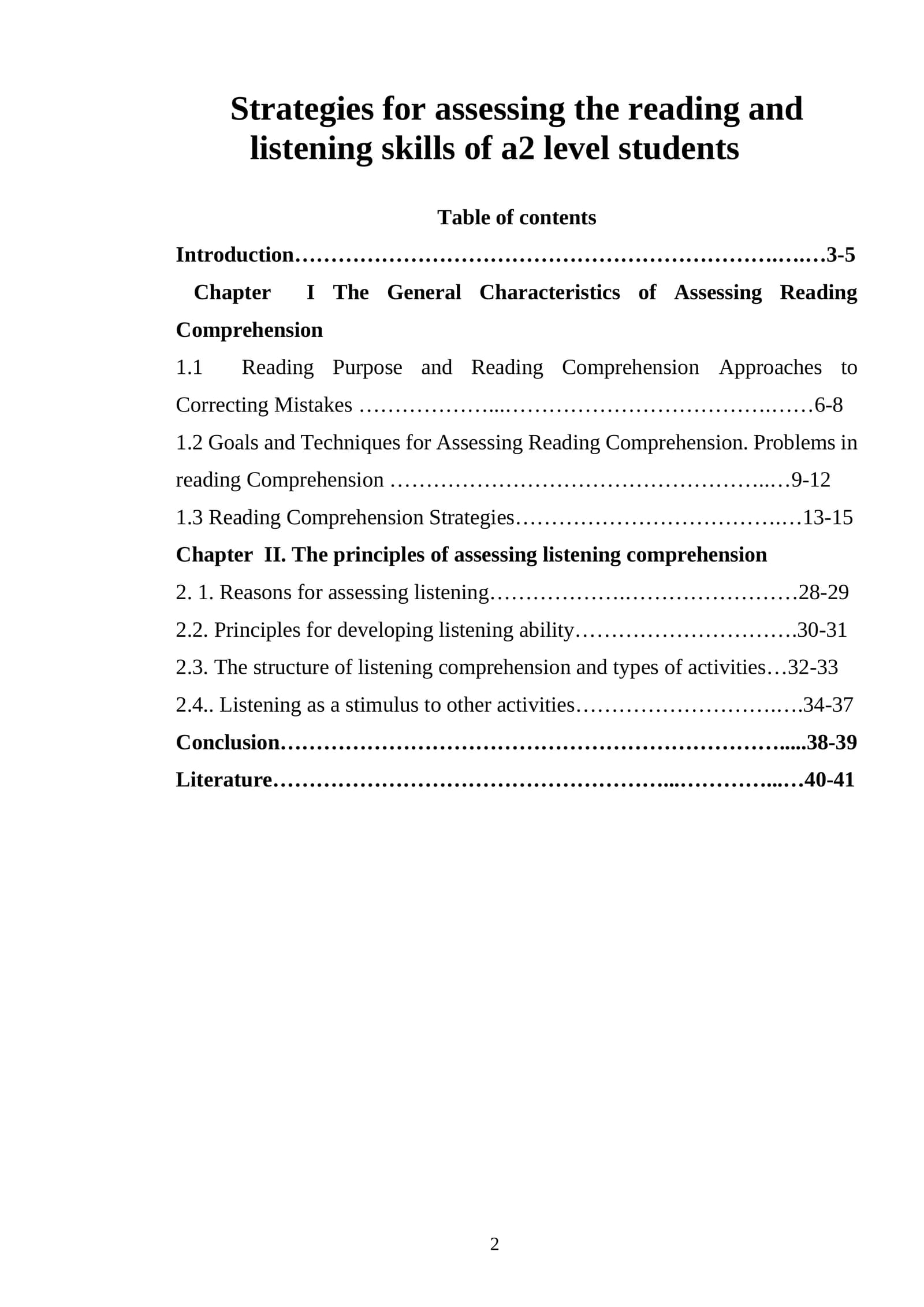 Strategies for assessing the reading and listening skills of a2 level students