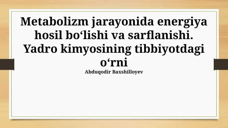 Yadro kimyosining tibbiyotdagi roli