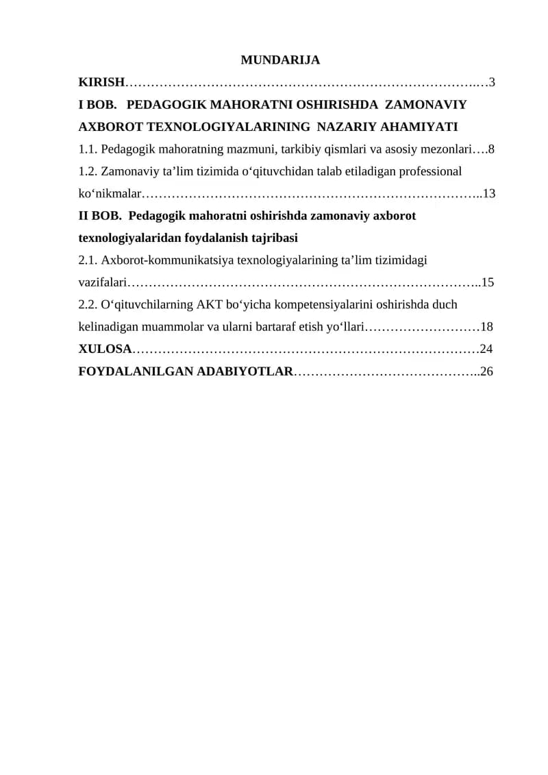 Pedagogik mahoratni oshirishda zamonaviy axborot texnologiyalarinining ahamiyati