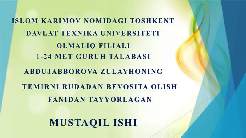 TEMIR OKSIDLARINING XUSUSIYATLARI