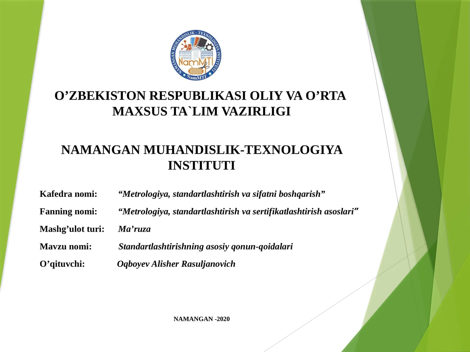 Standartlashtirishning asоsiy qоnun-qоidalari