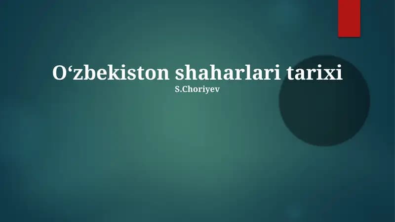 Oʻzbekiston shaharlari tarixi