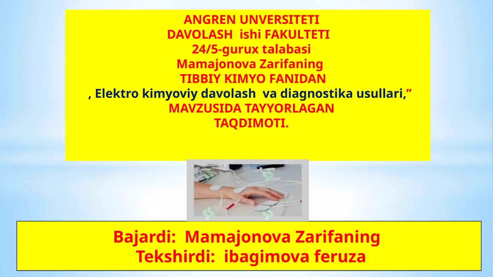 Elektrokimyoviy Davolash va Diagnostika Usullari