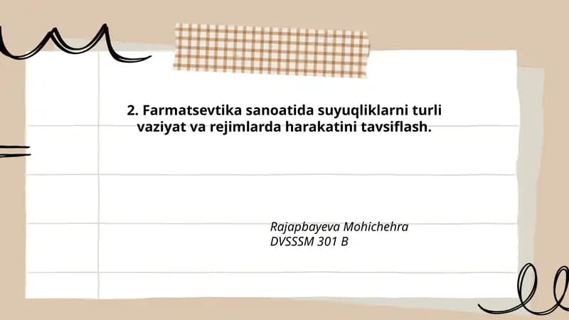 Suyuqliklarning farmatsevtika sanoatidagi harakati