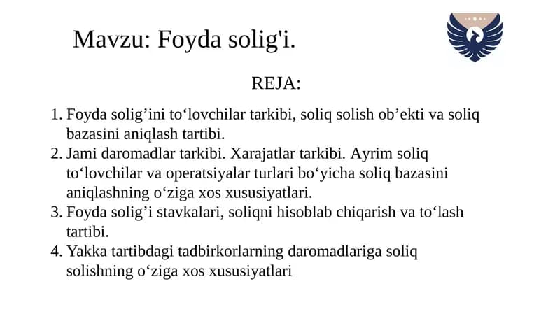 Foyda solig‘i.