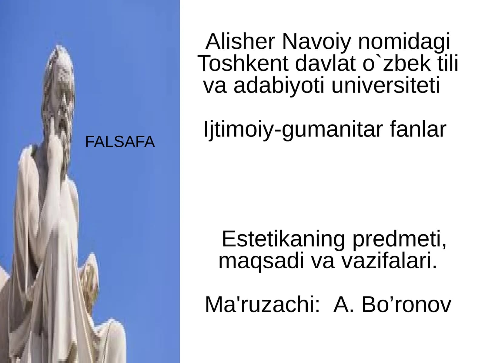 Estetikaning predmeti, maqsadi va vazifalari