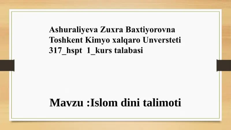 Islom dini talimoti