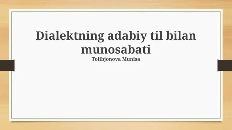 Sheva va Adabiy Tilning Oʻzaro Aloqasi