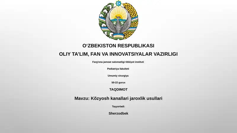 Ko'z jarrohligining asosiy usullari
