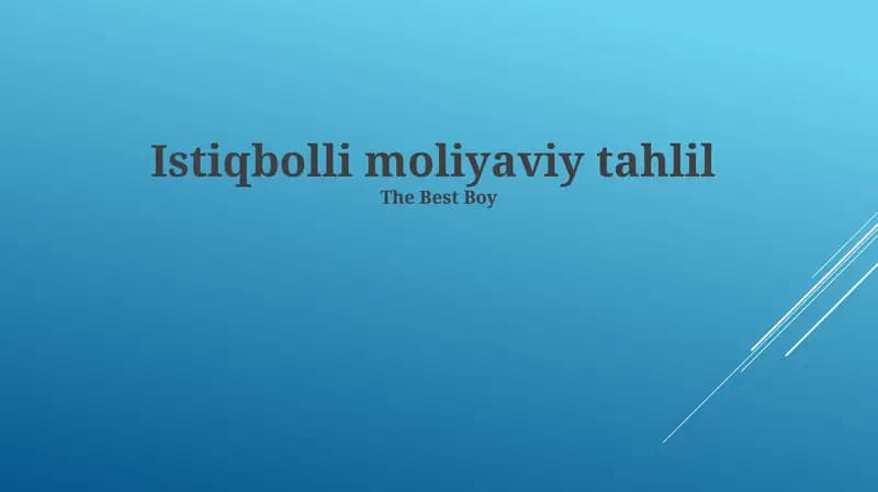 Istiqbolli moliyaviy tahlil