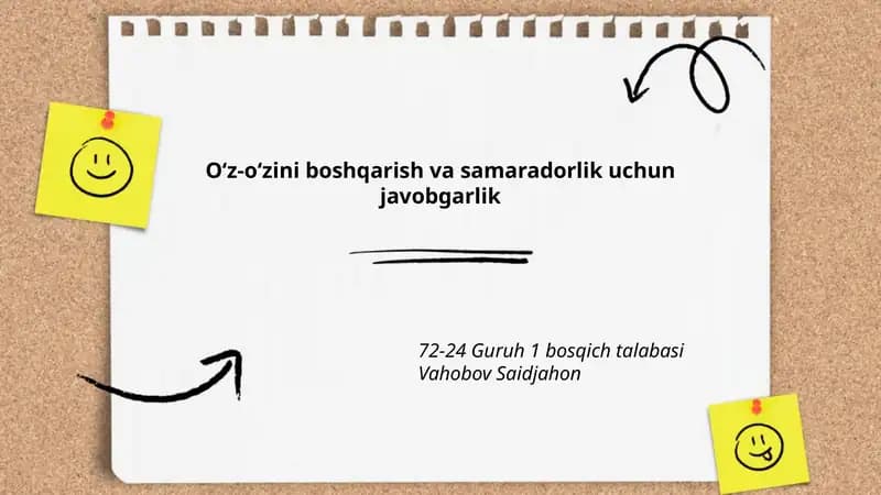 O'zini o'zi boshqarish va samaradorlik uchun javobgarlik