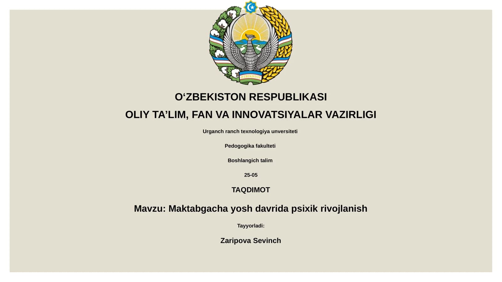 Maktabgacha yosh davrida psixik rivojlanish