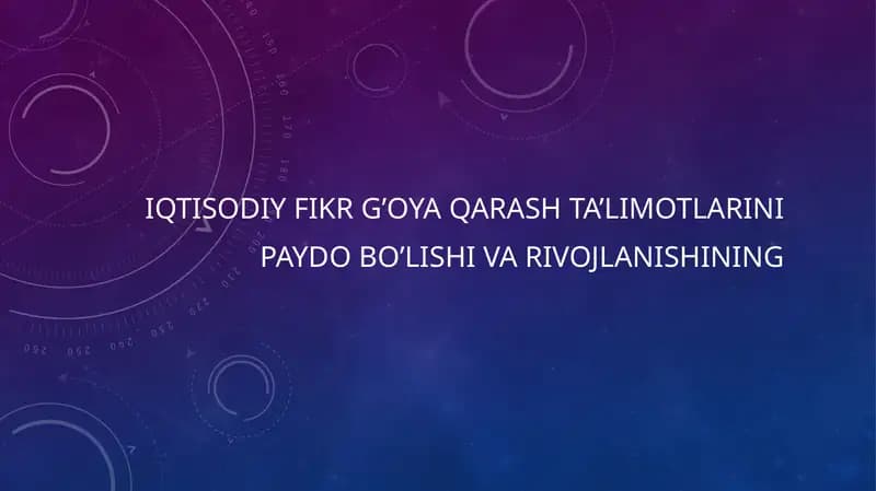 Iqtisodiy ta'limotlar tarixi
