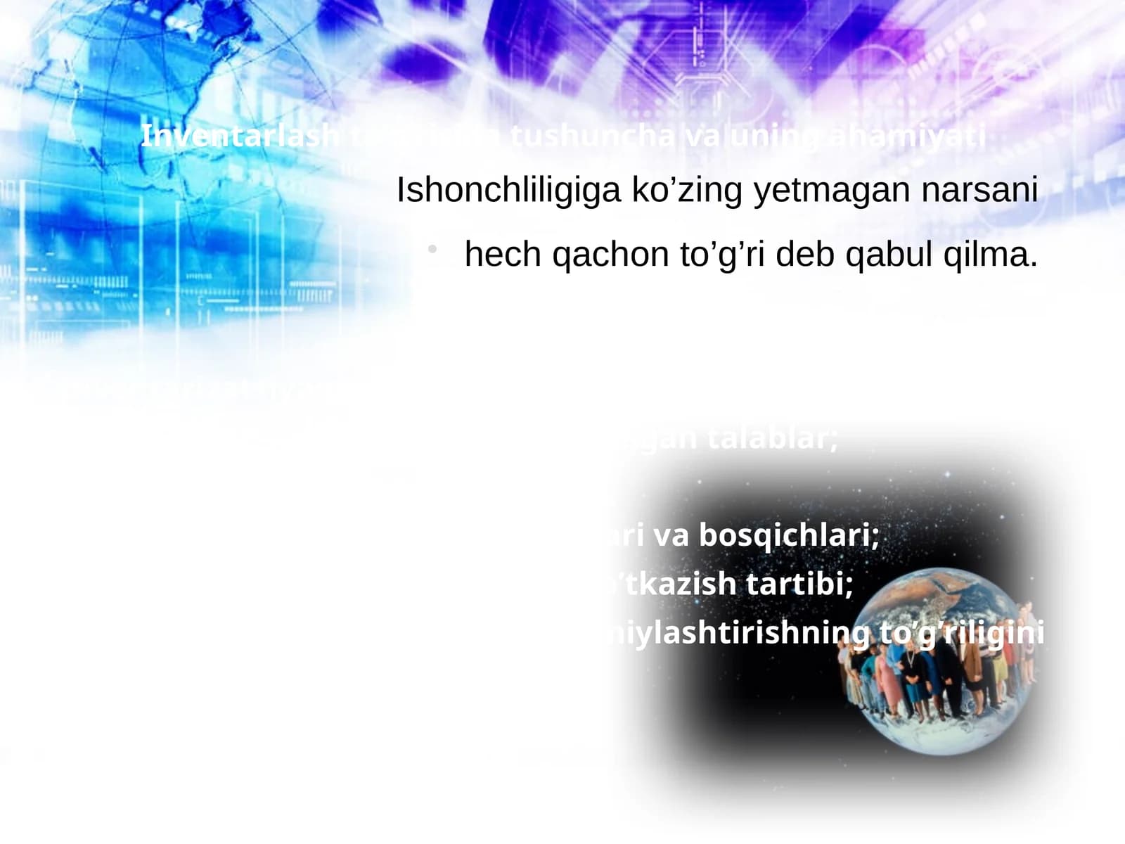 Inventarlash to‘g‘risida tushuncha va uning ahamiyati