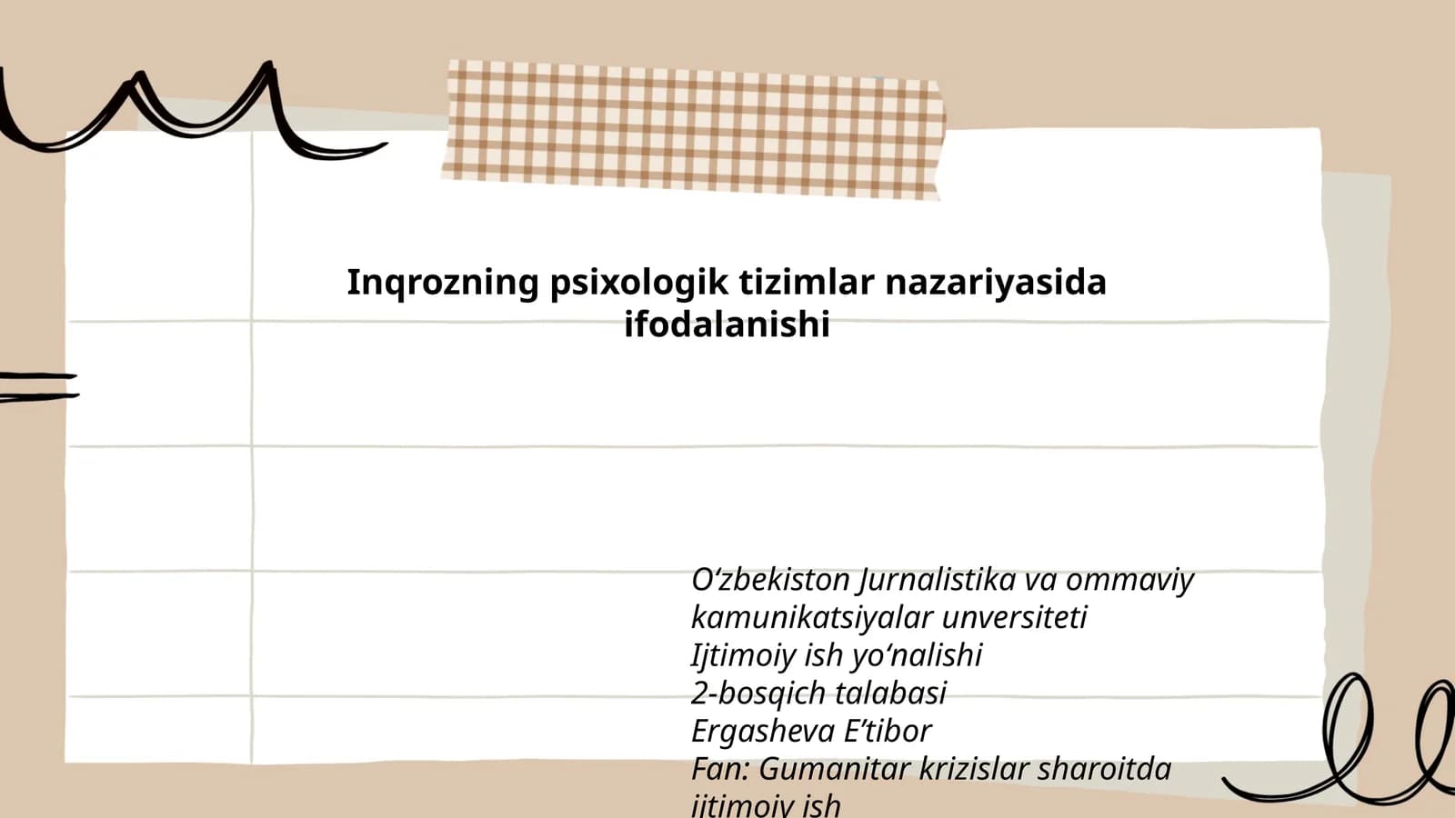 Inqrozning psixologik tizimlar nazariyasida ifodalanishi