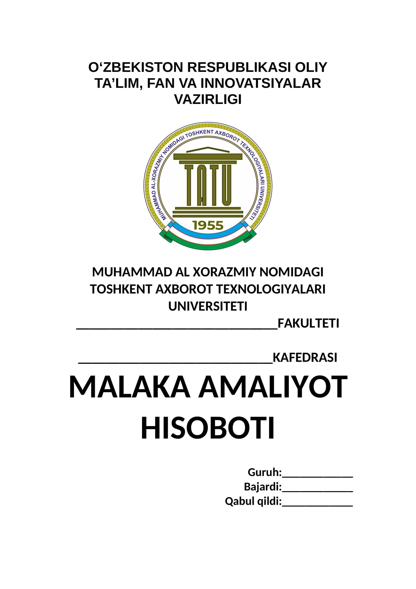 MALAKA AMALIYOT HISOBOTI