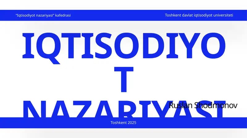 IQTISODIYOT NAZARIYASI faniga kirish