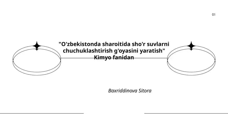 O'zbekistonda sharoitida sho'r suvlarni chuchuklashtirish g'oyasini yaratish
