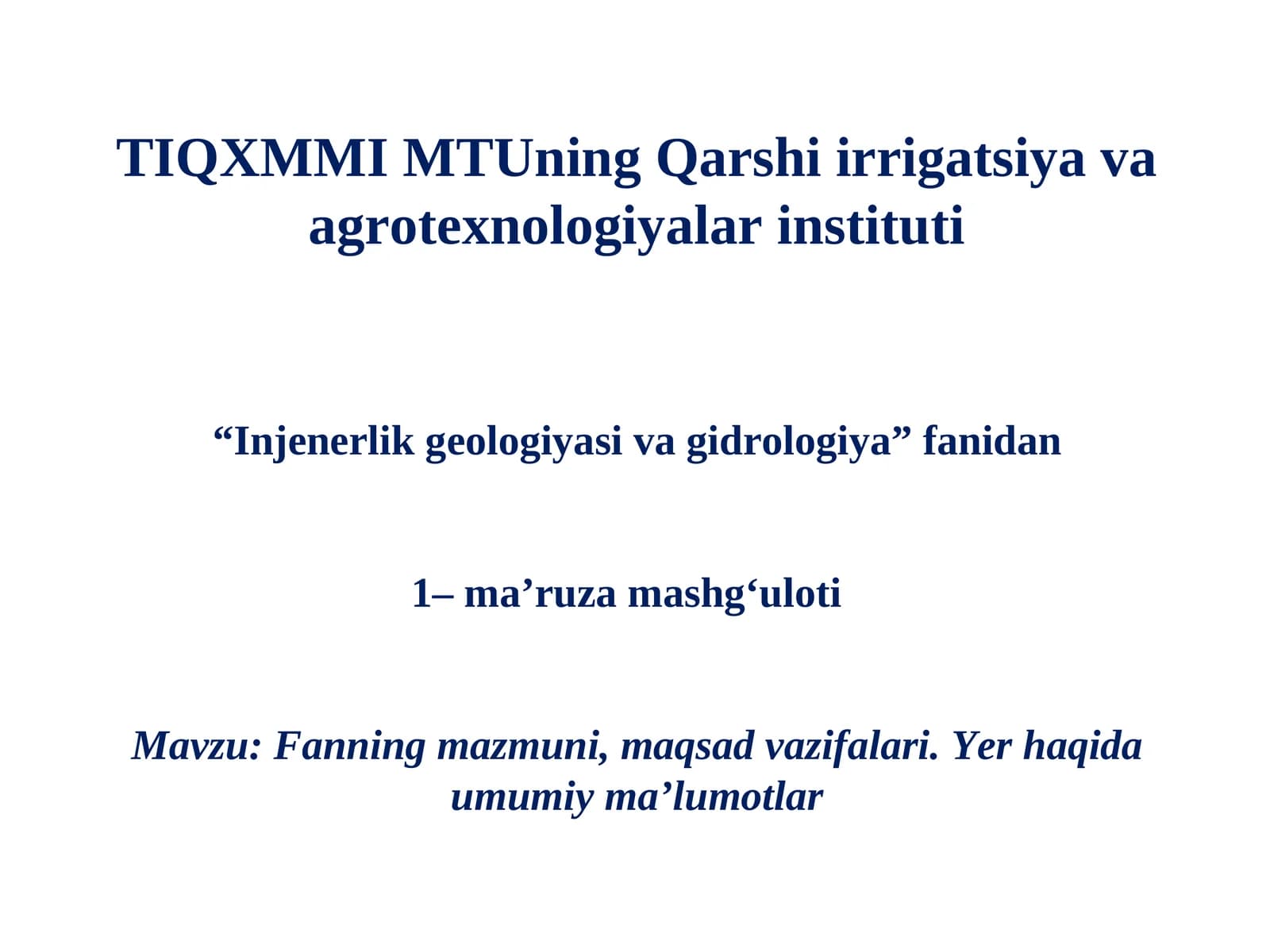 TIQXMMI MTUning Qarshi irrigatsiya va agrotexnologiyalar instituti