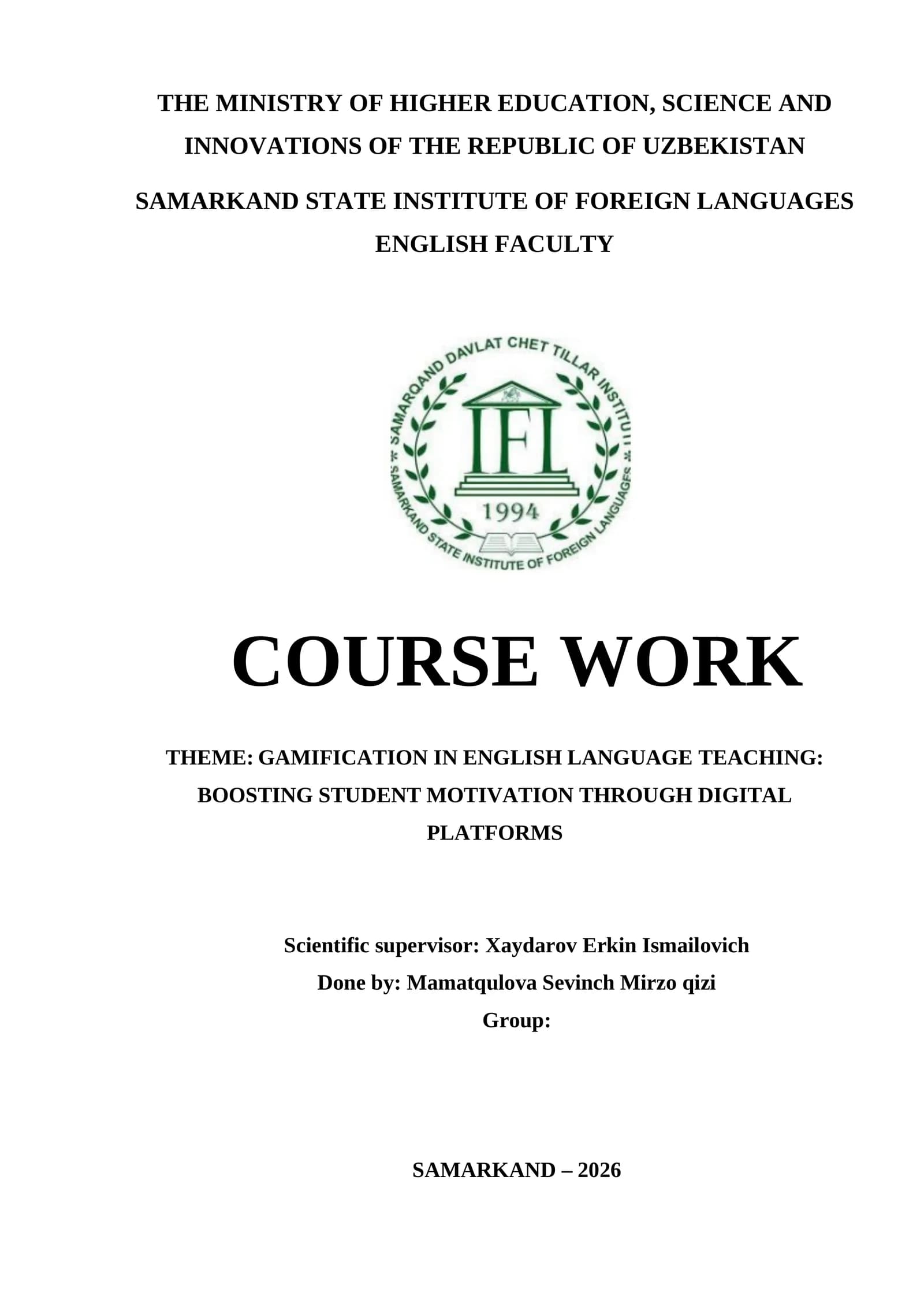 GAMIFICATION IN ENGLISH LANGUAGE TEACHING: BOOSTING STUDENT MOTIVATION THROUGH DIGITAL PLATFORMS