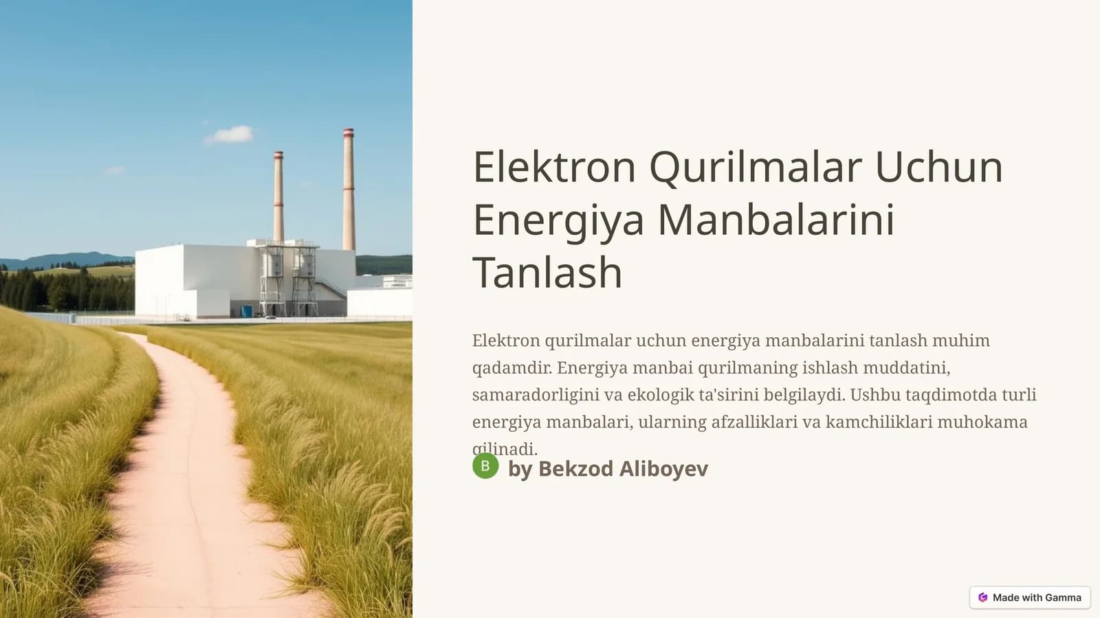 Elektron Qurilmalar Uchun Energiya Manbalarini Tanlash
