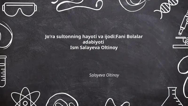 Joʻra sultonning hayoti va ijodi:Fani Bolalar adabiyoti